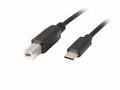LANBERG USB-C (M) na USB-B (M) 2.0 kabel 1,8m, čer