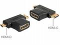Delock adaptér HDMI-A samice > HDMI-C + HDMI-D sam