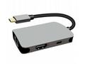 PremiumCord USB-C na HDMI + RJ45 + PD adaptér, hli