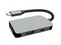 PremiumCord USB-C na HDMI + RJ45 + PD adaptér, hli
