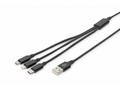 USB nabíjecí kabel, 3 v 1, USB A - Lightning+micro