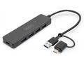 Digitus USB 3.0 Hub 4-Port, Slim Line, 0,2m kabel