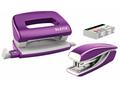 LEITZ Set mini sešívačky a děrovačky WOW, purpurov