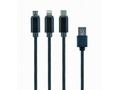 GEMBIRD USB 3-in-1 charging cable, black, 1 m