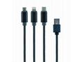 GEMBIRD USB 3-in-1 charging cable, black, 1 m