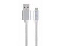 GEMBIRD Kabel MicroUSB - USB, opletený, stříbrný, 