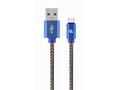 Gembird oplétaný denim USB-A, USB-C kabel 1m