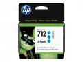 HP 712 Ink. náplň azurová, trojbalení, 3ED77A