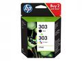 HP Ink Cartridge 303, Black, Tricolor, 200, 165 st