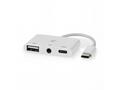 NEDIS USB 2.0 multiport adaptér, zástrčka USB-C, z