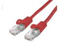 Kabel C-TECH patchcord Cat6, UTP, červený, 1m