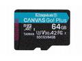 KINGSTON 64GB microSDXC Canvas Go Plus Gen4 200MB,