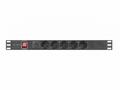 LANBERG 19" 1U 10A 2M 5X SCHUKO ZÁSUVKY ČERNÁ C14