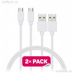 CONNECT IT Wirez Micro USB - USB, bílý, 1 m (2 ks 