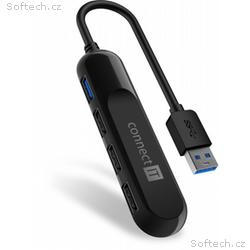 CONNECT IT USB-A hub USB 3.0, externí, ČERNÝ