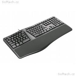 C-TECH klávesnice KB-113E USB, ERGO, černá, CZ, SK