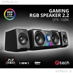 C-TECH reproduktory SPK-16, 2.2, 16W, RGB podsvíce