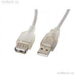LANBERG USB-A M, F 2.0 kabel 1,8m, transparentní