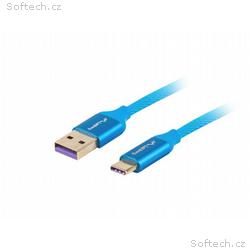 LANBERG USB-C (M) na USB-A (M) 2.0 kabel 1m, modrý