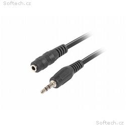 LANBERG Minijack 3.5mm M, F 3 PIN kabel 5m, černý 