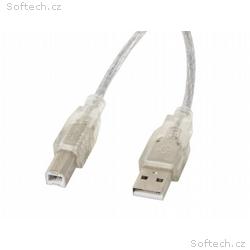 LANBERG USB-A (M) na USB-B (M) 2.0 kabel 5m, trans
