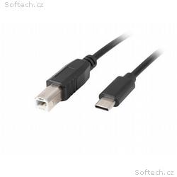 LANBERG USB-C (M) na USB-B (M) 2.0 kabel 1,8m, čer