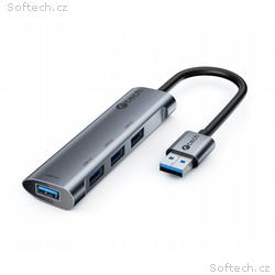 C-TECH HUB USB, UHB-U3-AL, 4x USB 3.2 Gen 1, hliní