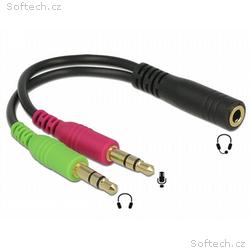 Delock adaptér stereo jack 3,5 mm 4 pin samice > 2