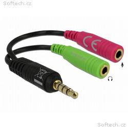 Delock adaptér stereo jack 3,5 mm samec > 2 x ster