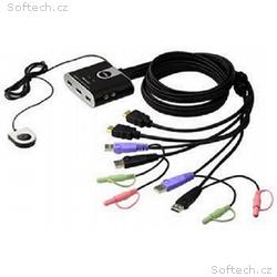 ATEN 2-port HDMI KVM USB2.0 mini, audio, 1.2m kabe