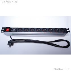 PremiumCord PDU 19" 1U, 8x230V, 2m kabel, vypínač,