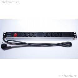 PremiumCord Panel napájecí do 19" racku 1U, 9xIEC 