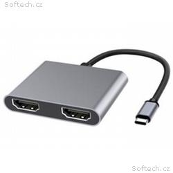 PremiumCord MST adaptér USB-C na 2x HDMI, USB3.0, 