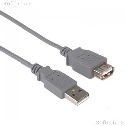 PremiumCord USB 2.0 kabel prodlužovací, A-A, 2m, š