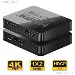 PremiumCord HDMI splitter 1-2 porty, s napájením z