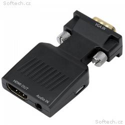 PremiumCord Převodník VGA na HDMI s audio vstupem 