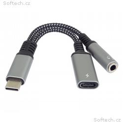 PremiumCord Redukce USB-C, 3,5mm jack s DAC chipem