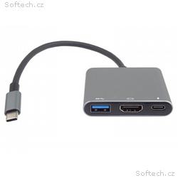 PremiumCord Adaptér USB-C na HDMI + USB3.0 + PD, r