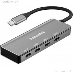 PremiumCord 5G SuperSpeed Hub USB-C na 4x USB 3.2 