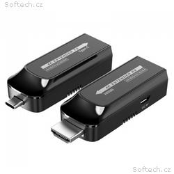 PremiumCord USB-C na HDMI extender přes Cat5e, 6, 