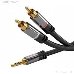 PremiumCord HQ stínený kabel stereo Jack 3.5mm-2xC