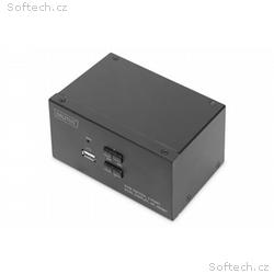 DIGITUS KVM přepínač, 2 porty, dva displeje, 4K, H