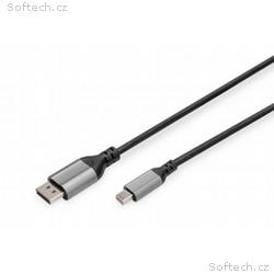 Digitus 8K@60Hz, mini DP to DP, DP 1.4 Alu housing