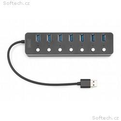 Digitus USB 3.0 rozbočovač, 7 portů, přepínač Hlin