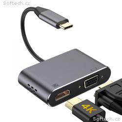 PLATINET adaptér USB-C na HDMI 4K 30Hz VGA PORT 