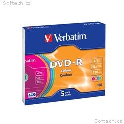 VERBATIM DVD-R AZO 4,7GB, 16x, colour, slim case 5