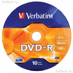 VERBATIM DVD-R 4,7GB 16x MATT SILVER folie 10pk, B