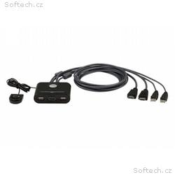 ATEN 2-port HDMI KVM USB mini, integrované kabely,