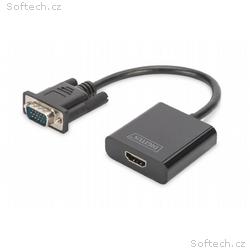 DIGITUS Převodník VGA na HDMI + zvuk (3,5 mm) Full