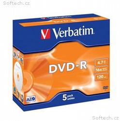 VERBATIM DVD-R AZO 4,7GB, 16x, jewel case 5 ks